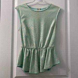 Baby blue and white lace professional top